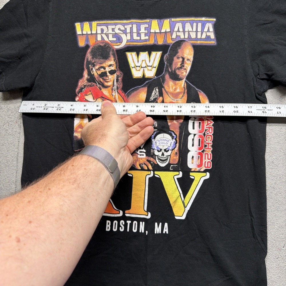 WWE WrestleMania XIV T Shirt Shawn Michaels vs Stone Cold Mens M Black - Picture 5 of 7